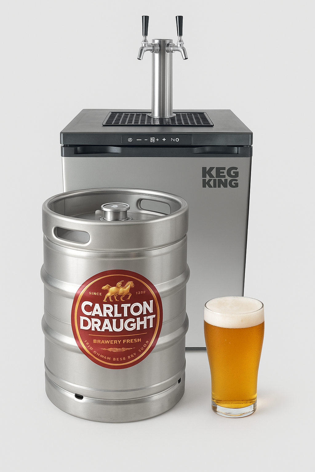Keg King - Kegmaster Series XL Kegerator - Fastap Double Tap x Carlton Draught 49.5 Litre Keg