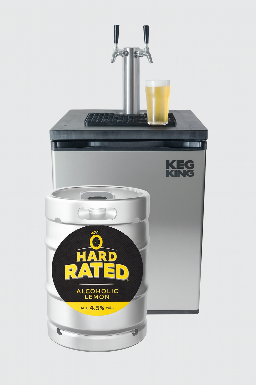 Keg King - Kegmaster Series XL Kegerator - Fastap Double Tap x Hard Rated Lemon 49.5 Litre Keg